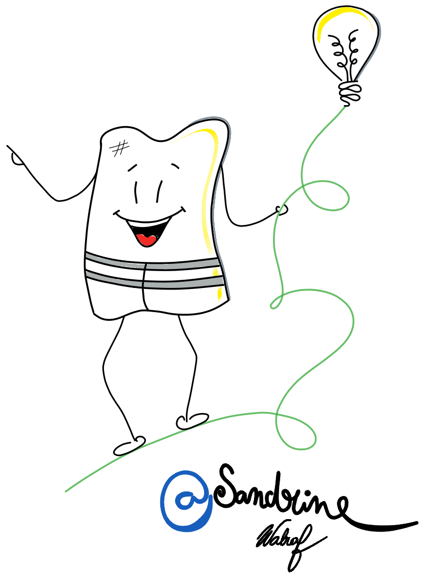 HV, gilet de sécurité , mascotte assention qui s'élève vers une gestion des risques durable et opérationnelle